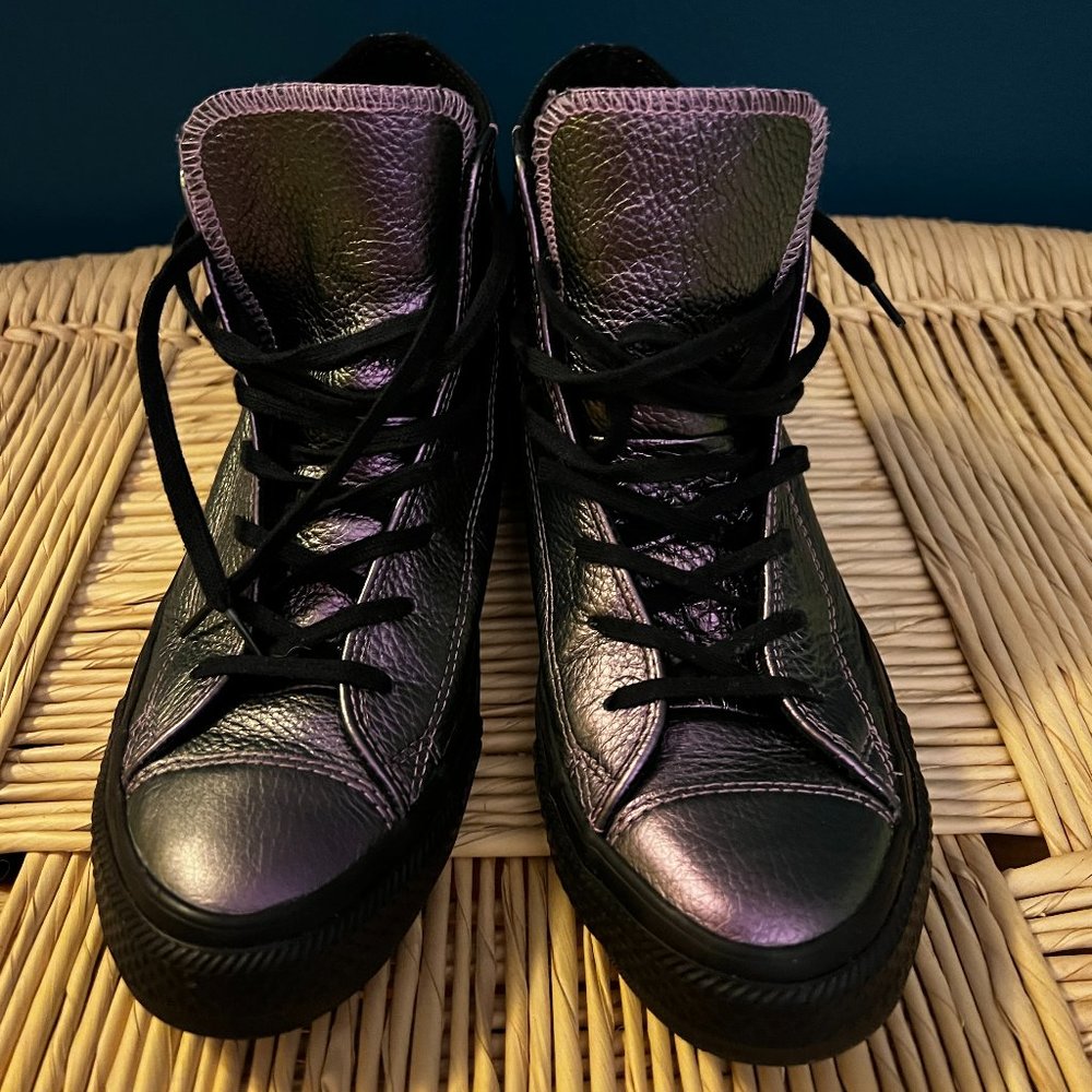 Purple Iridescent High-Top, Leather Converse Chuck Taylor